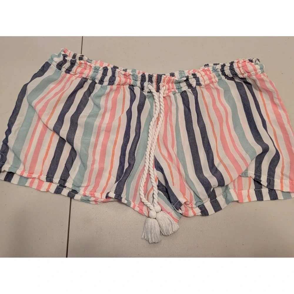 Jenni Intimates Pajama Shorts Bundle Peach Stripe Tassel Blue Pink Small 3 Pack